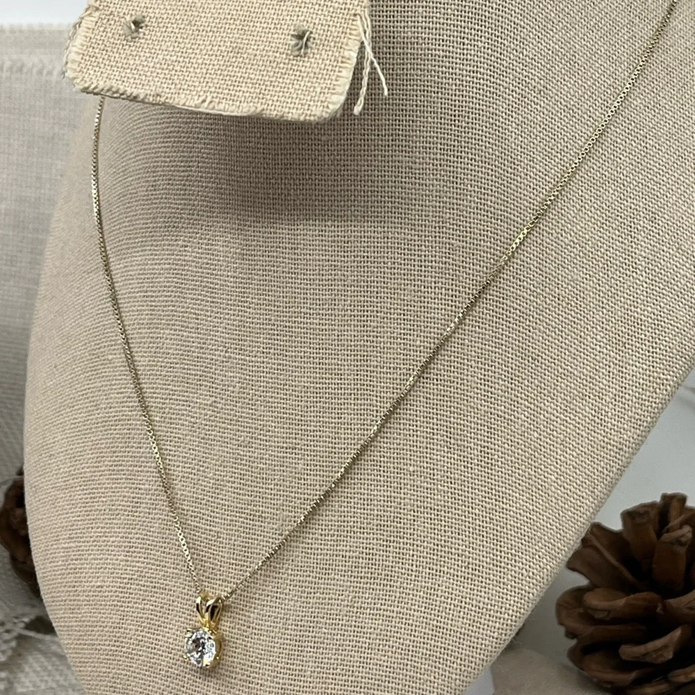 Vintage 925 Italy Sterling Silver Necklace w/ CZ Pendant – 18” - Picture 11 of 17